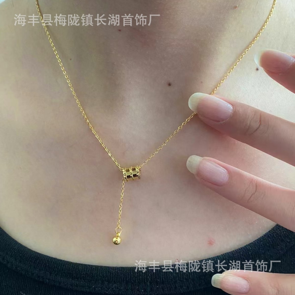 越南沙金仿真假黄金久不掉色几何镶砖精致百搭小蛮腰项链手链女士