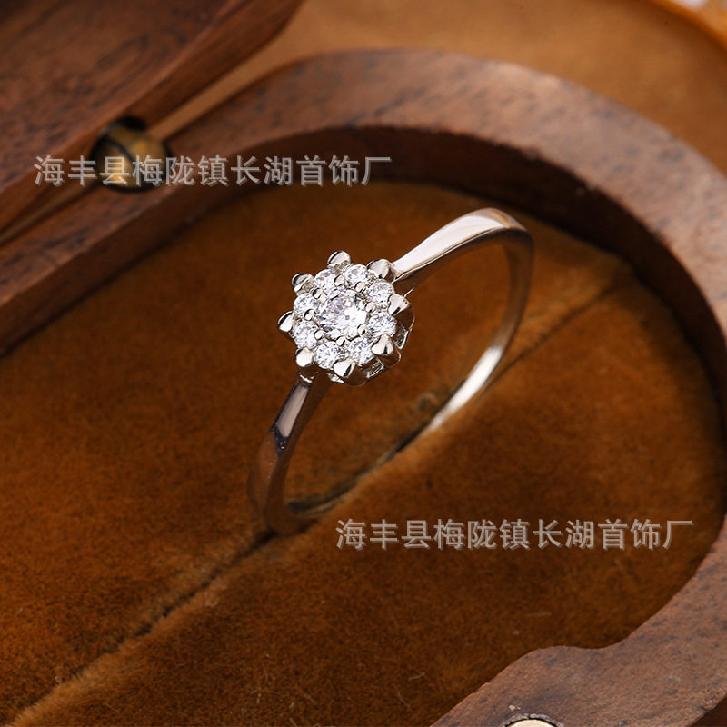 简约时尚的白色锆石戒指 欧美跨境爆款女性婚礼戒指