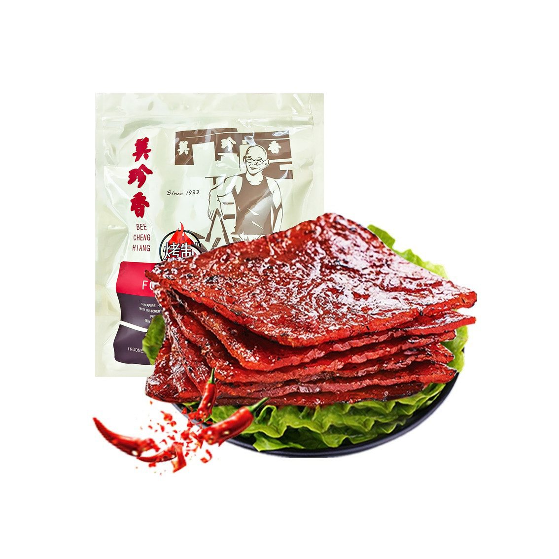美珍香辣椒切片烧烤猪肉250g非真空包装炭烤肉类零食小吃休闲食品