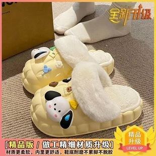室内居家包头棉拖鞋女包跟可拆卸厚度加绒保暖风棉拖鞋