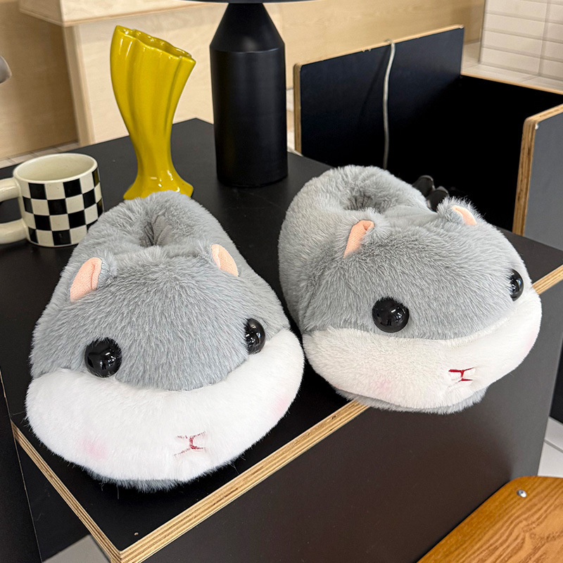 仓鼠棉拖女居家棉拖鞋女加绒包根棉拖鞋男保暖鞋月子鞋女包头拖