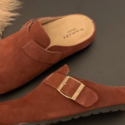 复古勃肯鞋包头半拖鞋百搭乐福鞋秋冬季单鞋女鞋子