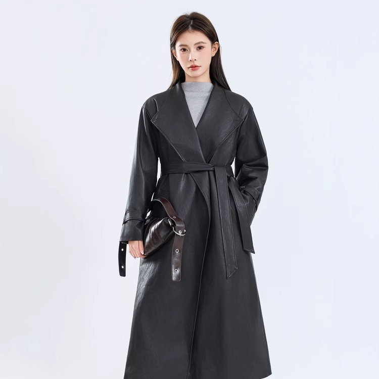 复古高级感长款加厚皮衣外套