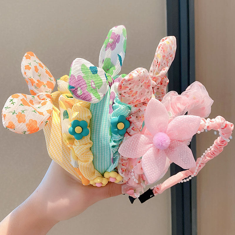 韩国新款儿童发箍小女孩不伤发碎发发箍宝宝布艺蝴蝶压发头箍发卡