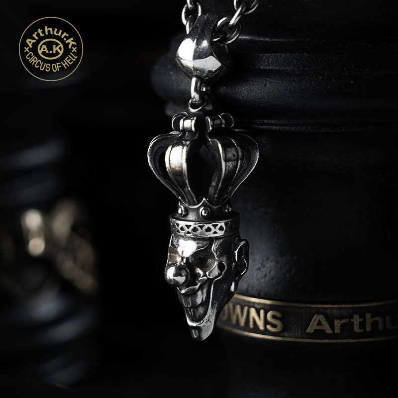 Arthur.K 道化师系列 梦幻骷髅头皇冠项链吊坠男女复古个性银饰