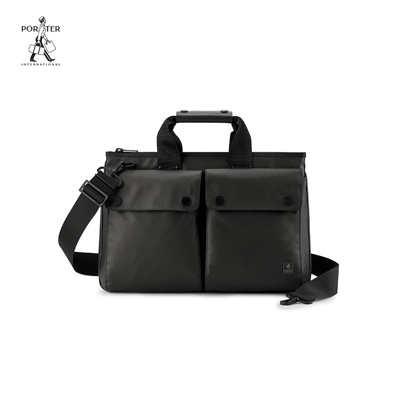 Porter商务公文包男士斜挎包大容量轻便休闲手提包黑色