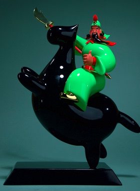 尽芷悲伤之《马上乘公》卡通人物装饰摆件家居客厅艺术工艺品