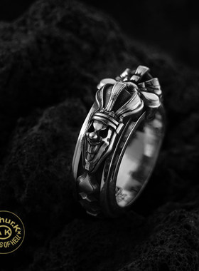 Arthur.k 道化师系列 月蚀银戒指皇冠立体雕刻霸气小众高级感指环