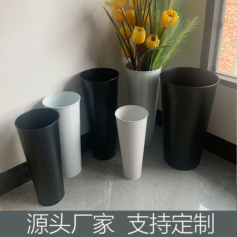 黑白色富贵竹花瓶落地铁