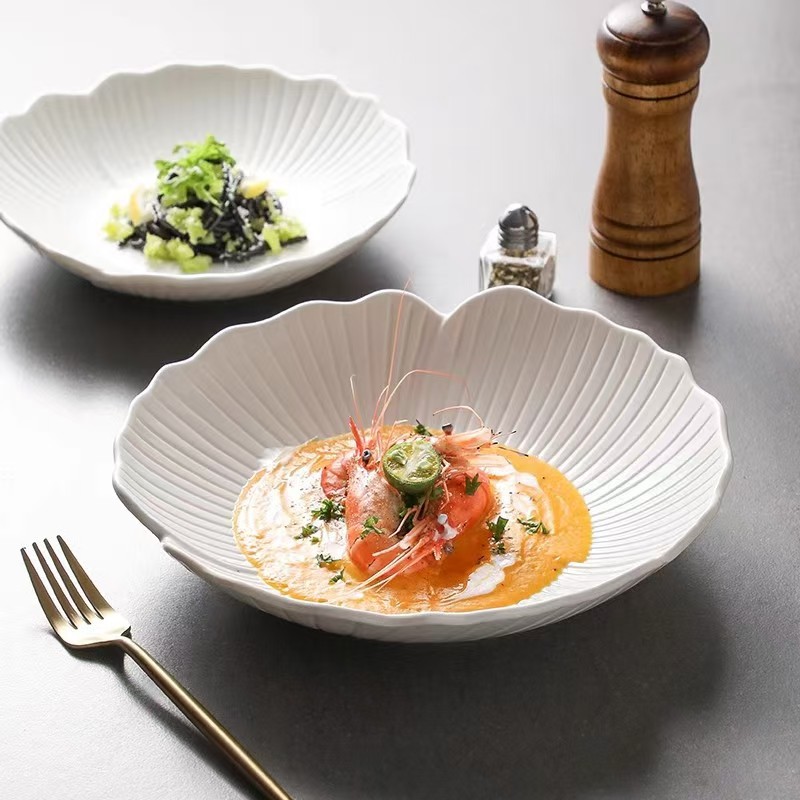 陶瓷餐具沙拉碗摆台纯白