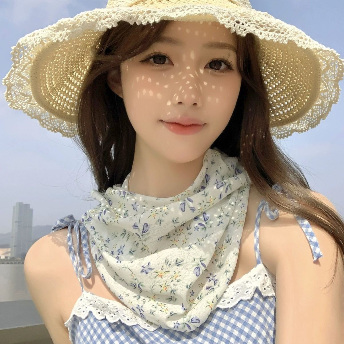 夏季全脸防风面罩女开车骑行小清新围脖面纱口罩遮脖子护颈脖套