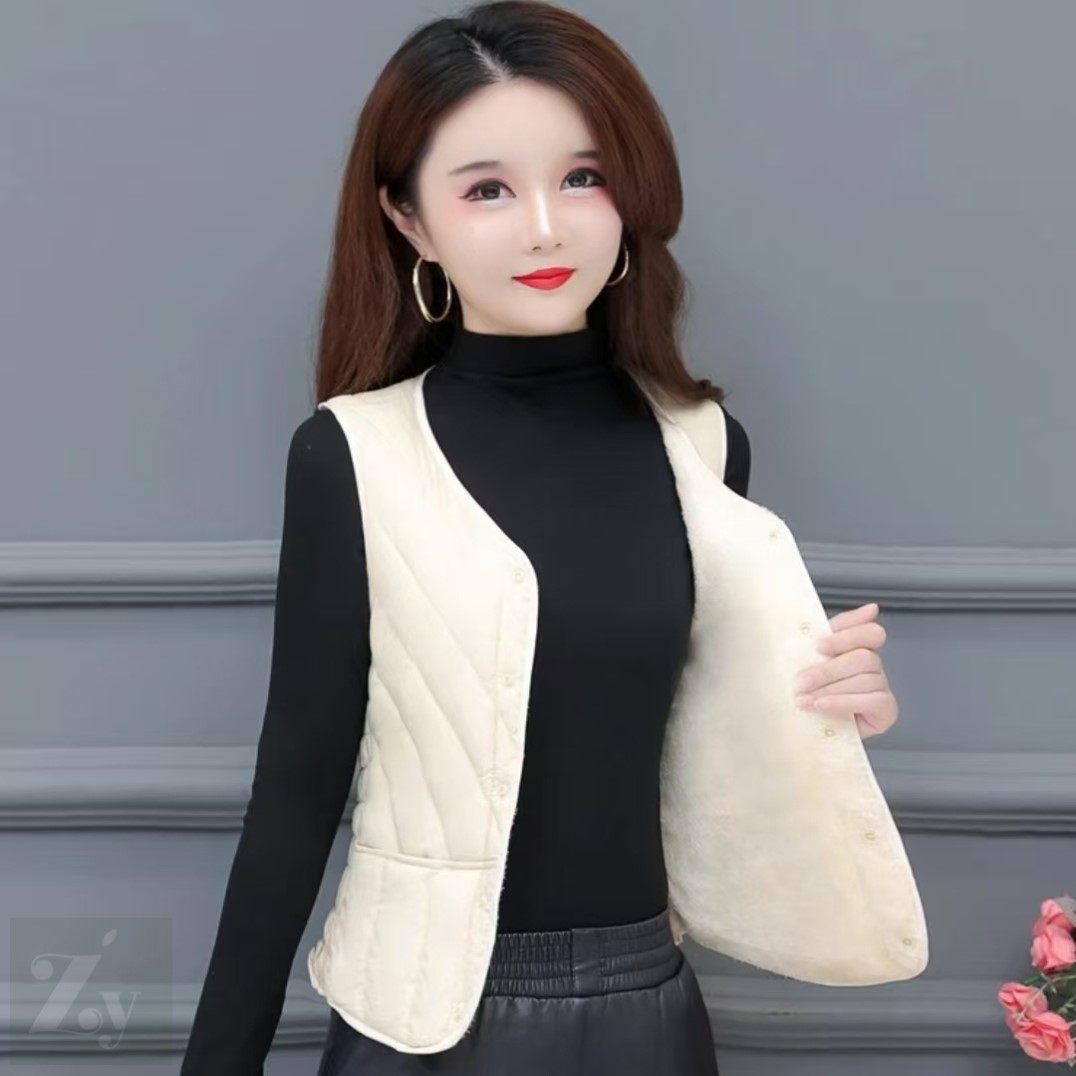 2025新款秋冬棉马甲女士百搭保暖加绒加厚背心短款轻薄中老年棉服