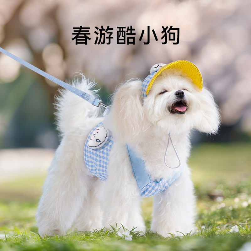 狗狗外出带帽子胸背带牵