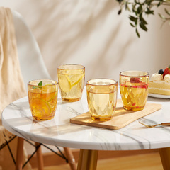康宁琥珀色玻璃水杯钻石杯家用高档耐高温茶杯啤酒杯喝水杯子