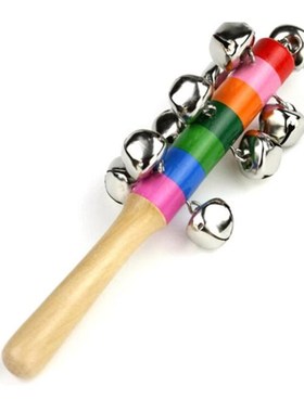 Baby Rattle Ring Wooden Handbell Baby Toys Musical Instrumen