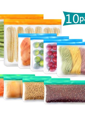 5/6/7/10Pcs PEVA Silicone Food Storage Bag Reusable Freezer