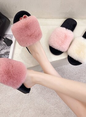 Simple Plush Slippers Female 2022 Autumn/winter New Style Ko
