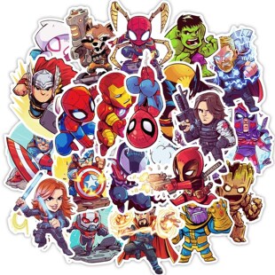 Disney 10/30/50pcs Cartoon Marvel Stickers The Avengers Wat