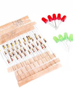 50pcs 1K 10K 100K 220 Ohm 1/4W Metal Film Resistor and Led K