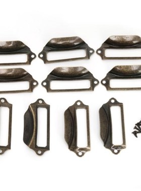 10Pcs/Set Antique Brass Label Pull Frame Handle File Name Ca