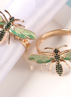 6pcs The new Bee napkin buckle napkin ring alloy green insec