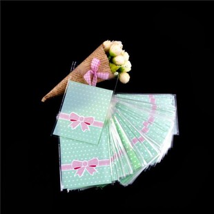 100PCS Adhesive Cookies Bag DIY Sweet Bowknot Gift Bags 适用