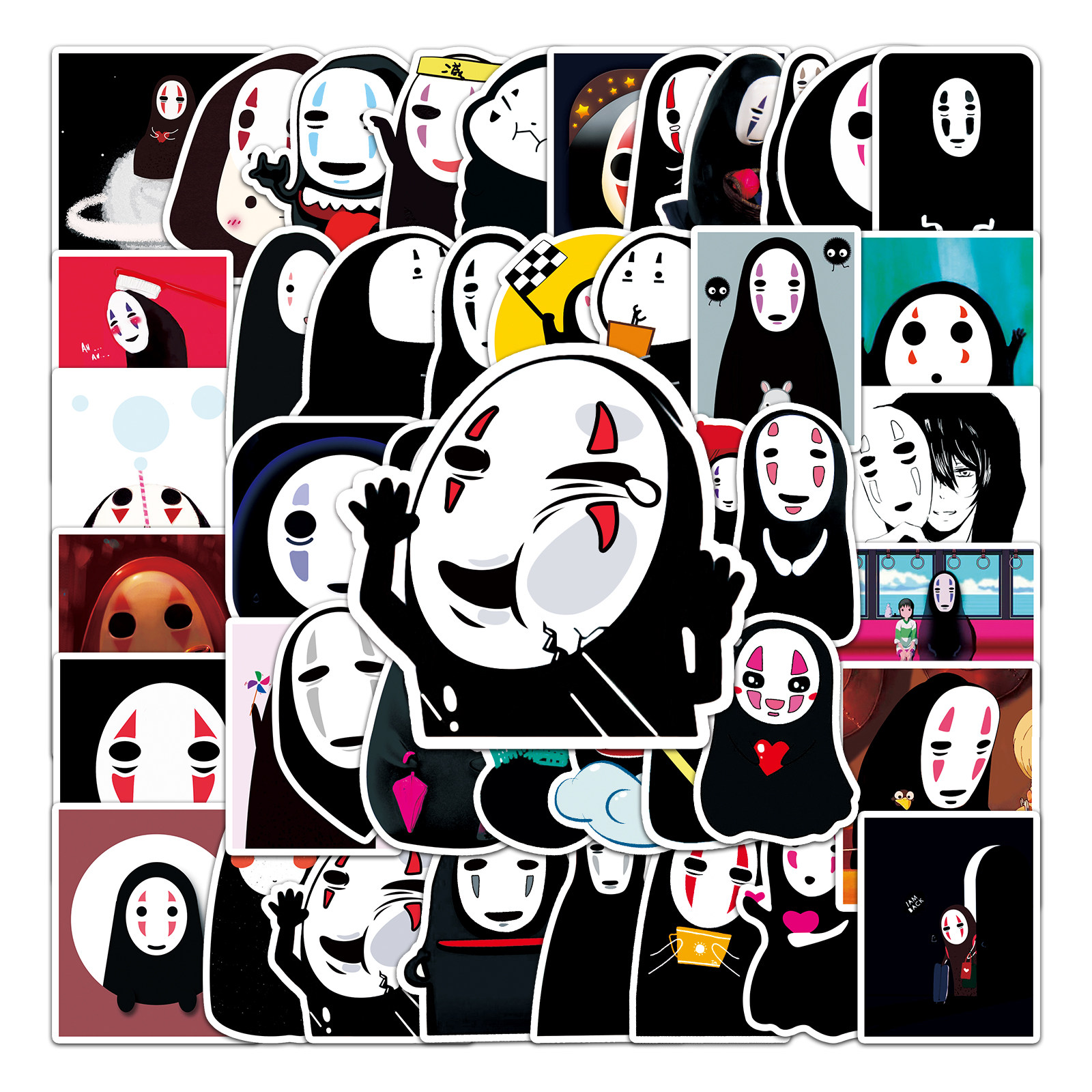 50张经典无脸男日漫卡通贴纸个性拉杆箱贴笔记本电脑滑板车贴防水