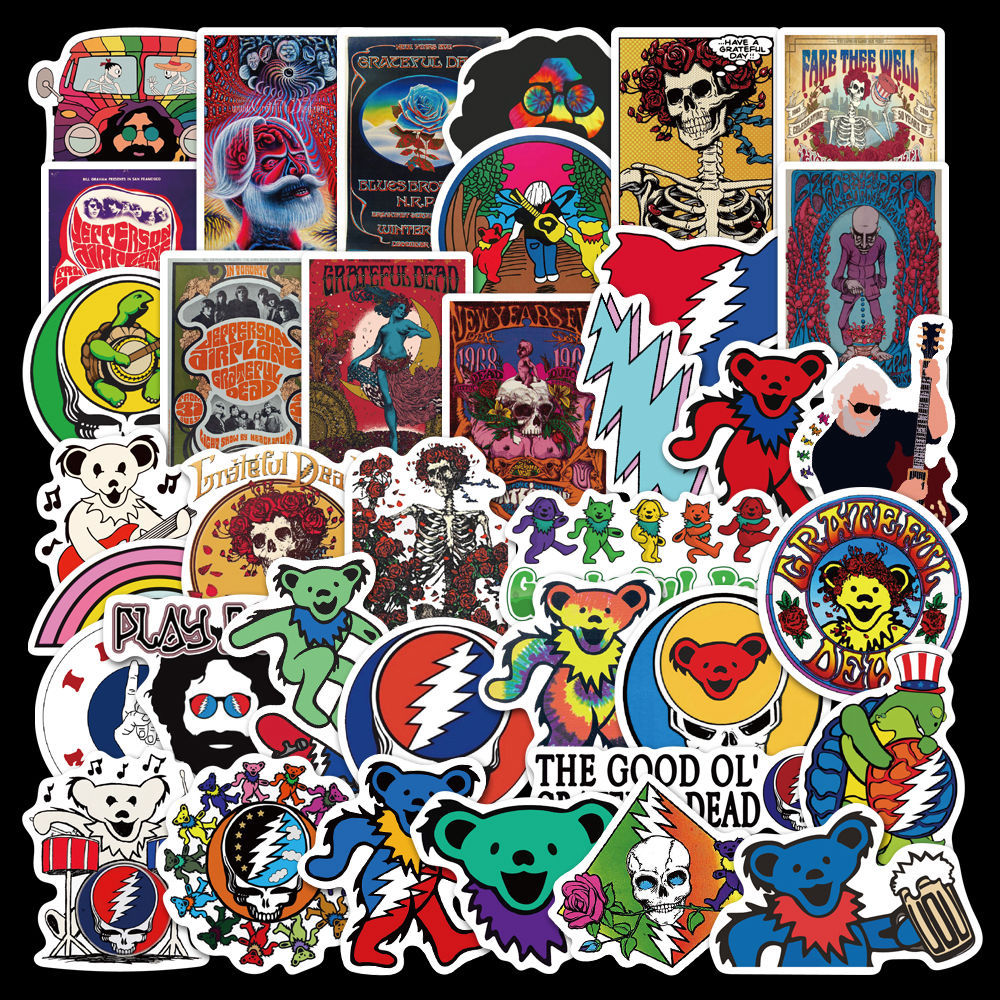 150张欧美摇滚乐队Grateful Dead感恩而死涂鸦贴纸吉他行李箱贴画