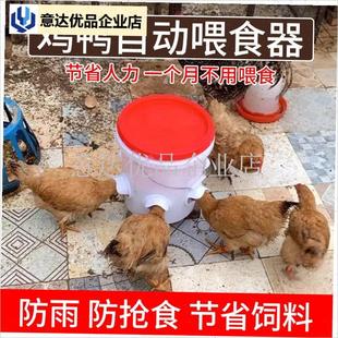 鸡食槽自动喂食器家禽下料器二合一防撒J鸭鹅鸽饲料桶喂鸡食神器,