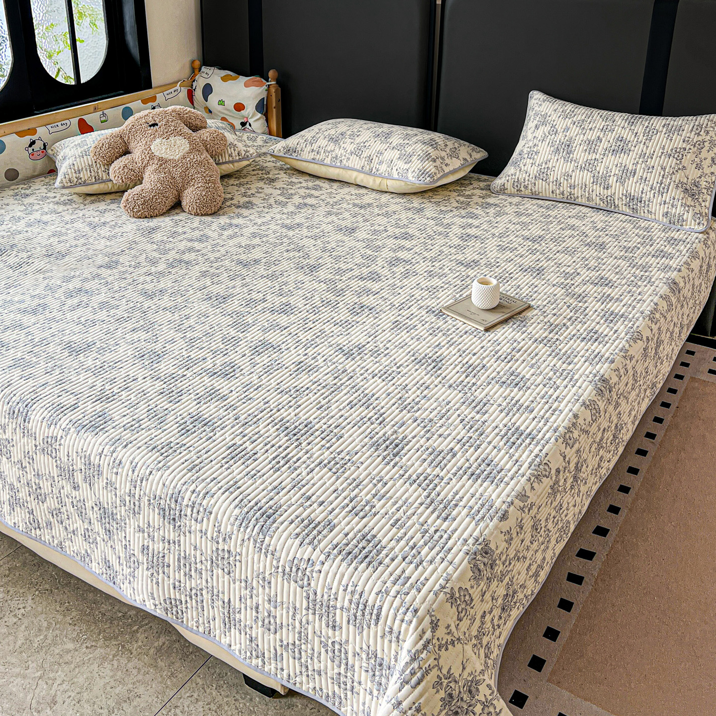 纯棉床盖三件套夹棉加厚榻榻米床单单件四季通用定制全棉炕单3米