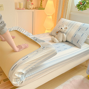 A类学生宿舍床笠纯棉100全棉单人床垫套90x200床罩1.2m保护罩防滑