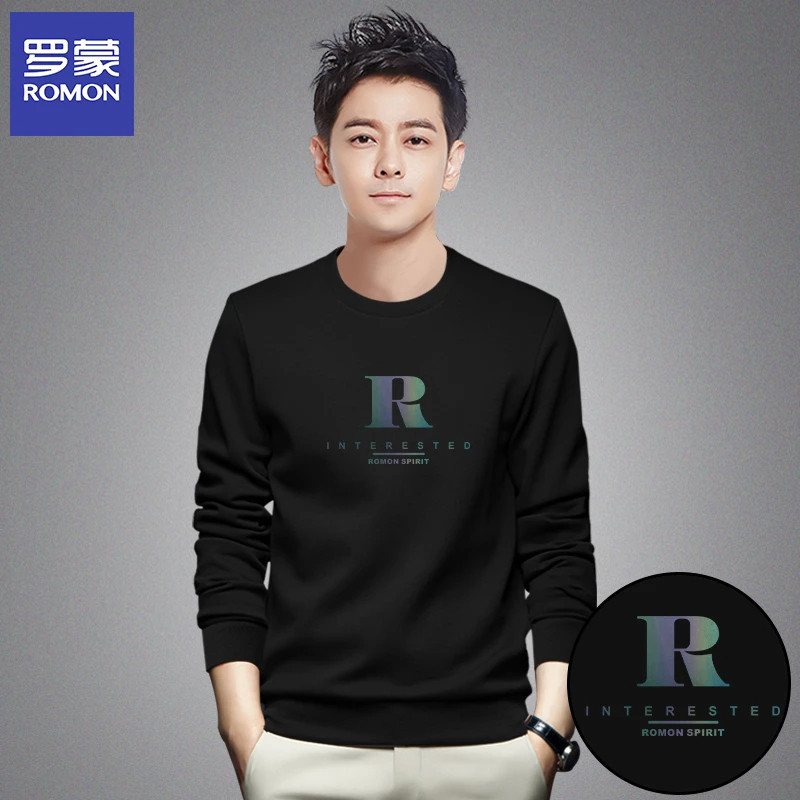 罗蒙品牌新款时尚男装卫衣休闲运动韩版宽松大码长袖T恤套装潮