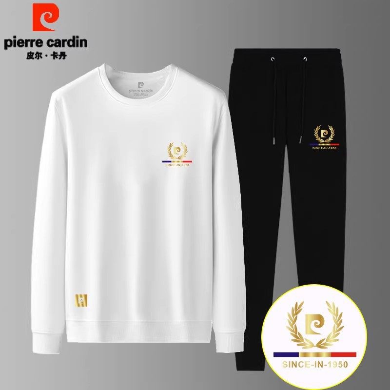 皮尔卡丹2025新款休闲运动套装男士圆领卫衣搭配束脚卫裤两件套装