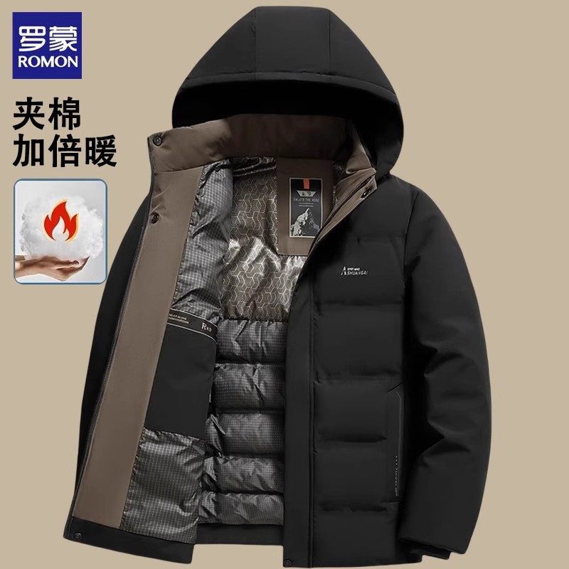 罗蒙中老年棉衣男士冬季保暖加绒加厚爸爸装冬装外套羽绒棉服棉袄