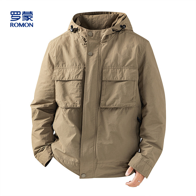 罗蒙时尚秋冬男士外套商务休闲外套男舒适百搭宽松连帽男外套