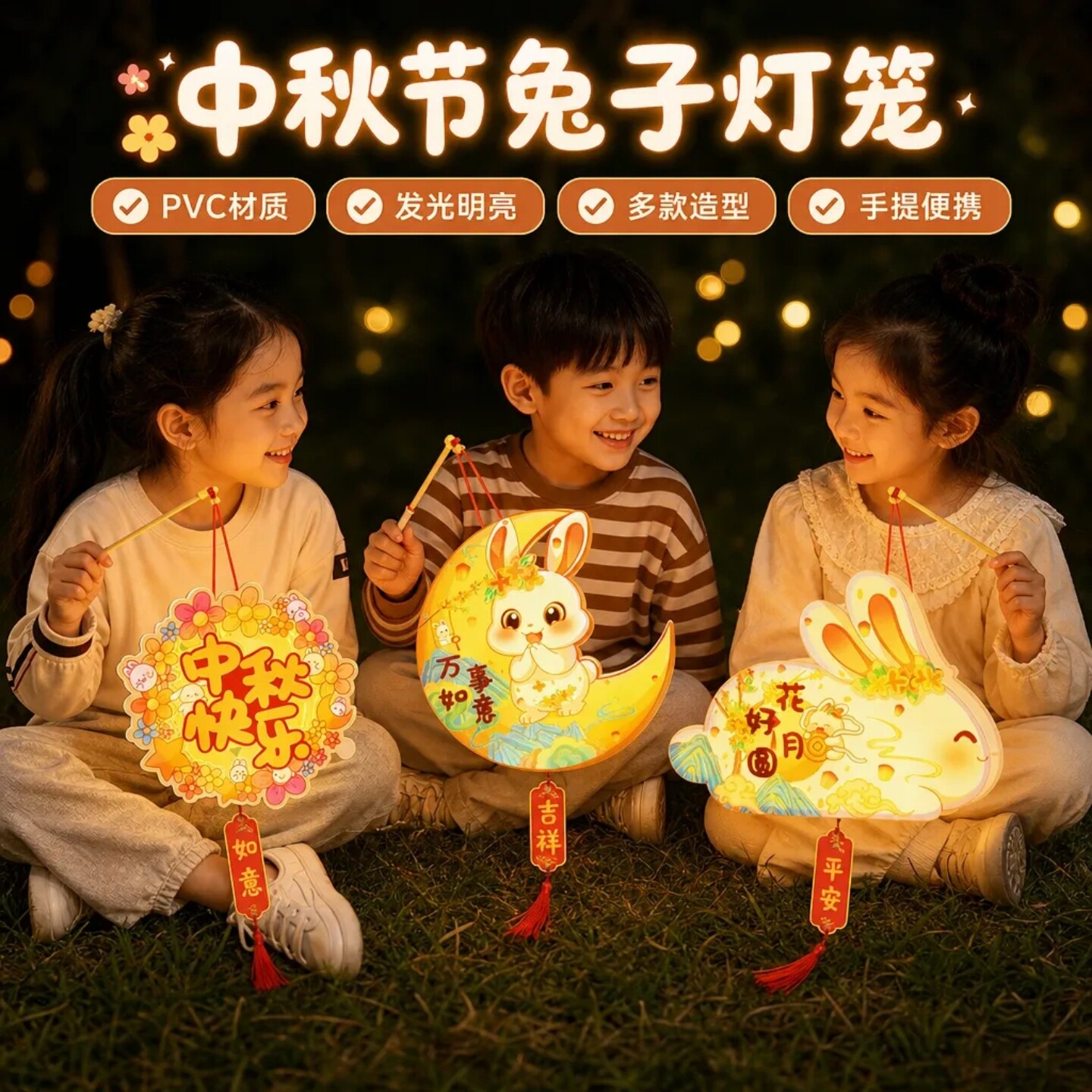 中秋节兔子灯笼儿童手提发光礼物