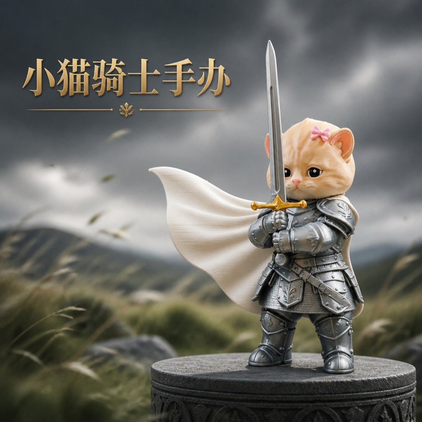 小猫骑士手办摆件3D打印