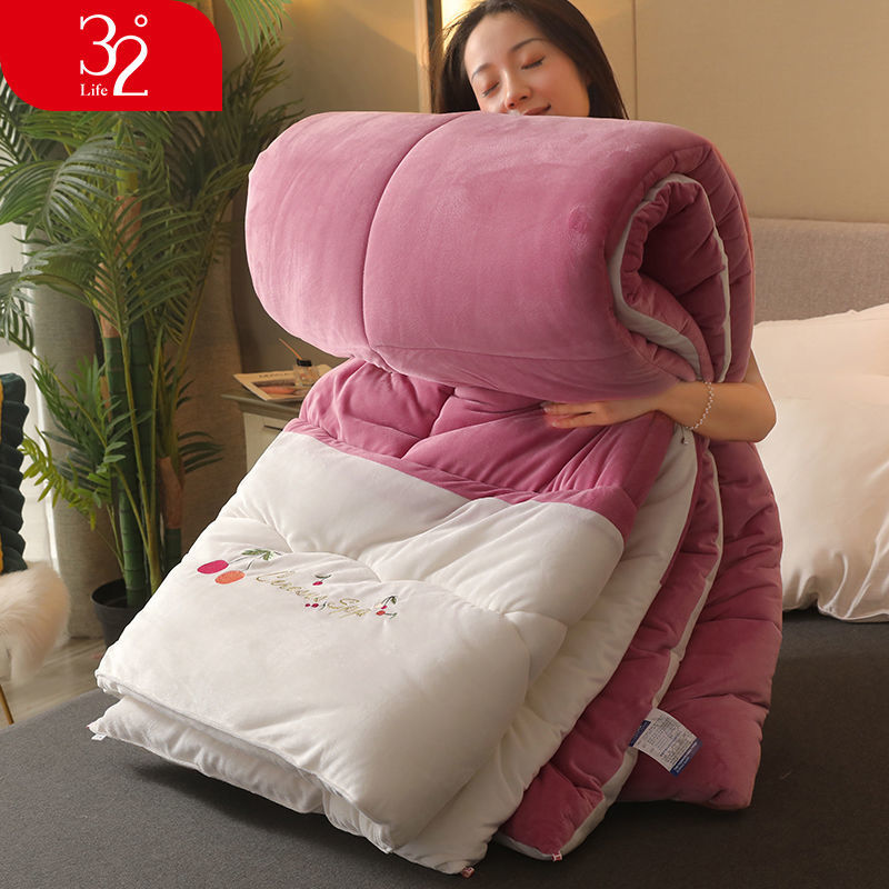 32度牛奶绒被h子冬被双面绒棉被子加厚保暖冬季冬天毛绒被芯法兰