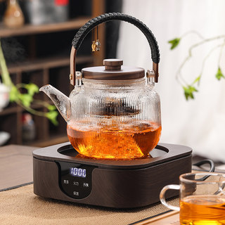 花茶具套装电陶炉煮茶器保温茶炉养生烧水壶玻璃提梁蒸汽茶壶家用