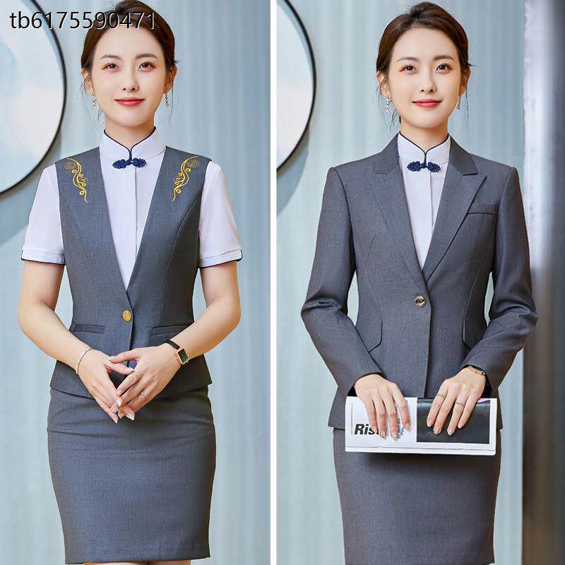 职业马甲套装女酒店前台服务员茶楼餐饮KTV气质美容院西装工作服