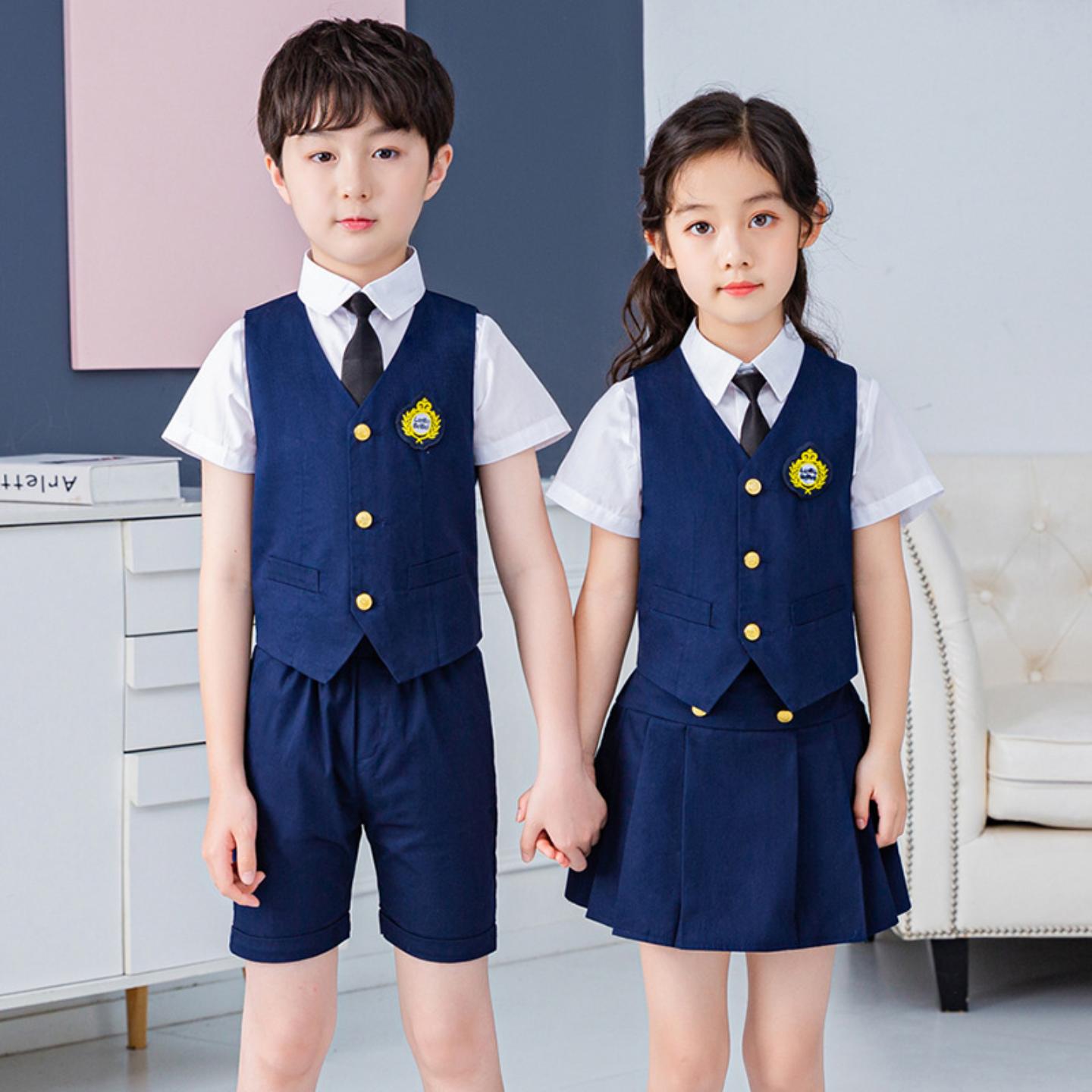 童装夏装幼儿园园服男童西装马甲