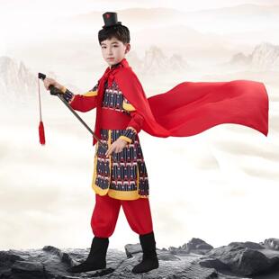 古代儿童士兵演出服装岳家军盔甲戏曲花木兰将军满江红朗诵表演服