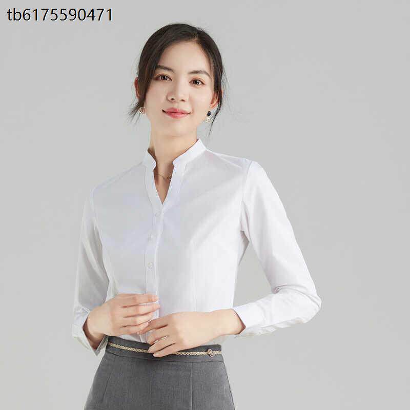 凯迪拉克4S店工作服衬衣V型立领长短袖衬衫修身免烫白色大码工装