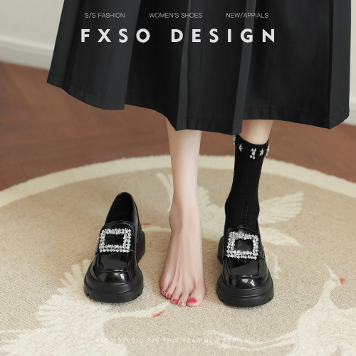 FXSO方巷新款粗高跟英伦风乐福鞋