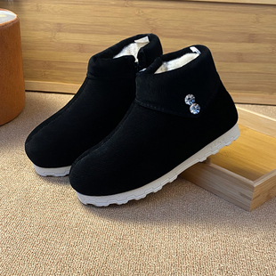 钮扣款棉鞋恩施手工棉鞋男女士加厚加绒冬季中老年人保暖鞋加厚