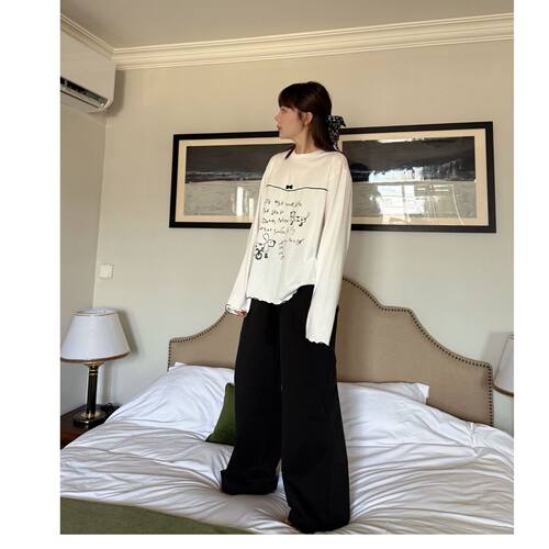 【蝴蝶狗狗】上衣t恤女装2026新款长袖韩系chic穿搭慵懒早秋衣服