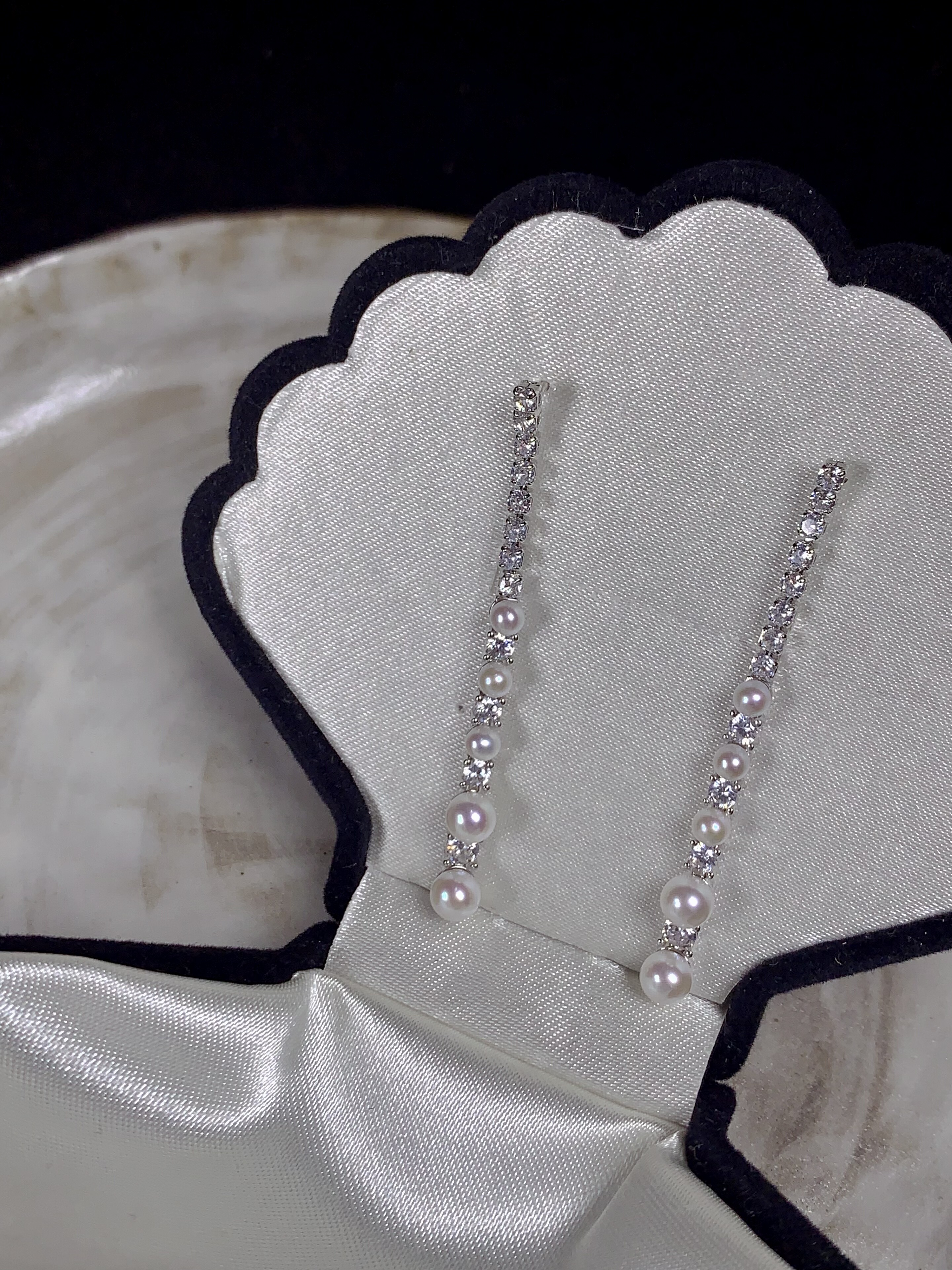 许我耀眼赵露思许妍同款长款锆石流苏耳环正圆极光天然淡水珍珠