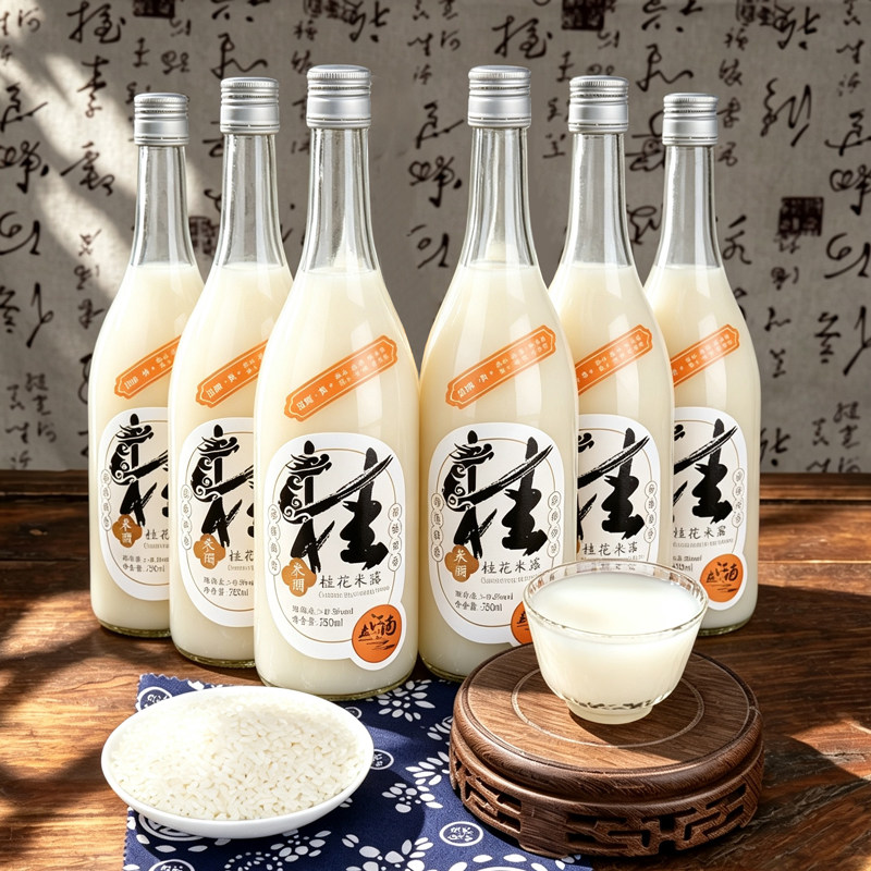 馆娃宫在江南桂花米露0.5度750ml*6瓶苏州特产糯米酿制甜米酒整箱