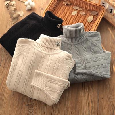 中学生加厚高领毛衣男大童青少年麻花针织衫内搭初高中学生打底衫