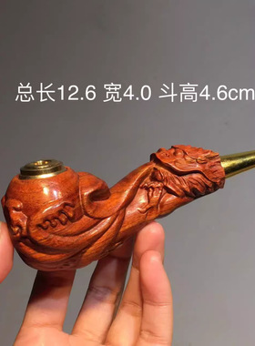 新款高档小叶紫檀实木烟斗男女式三用老式烟锅过滤器烟嘴烟杆